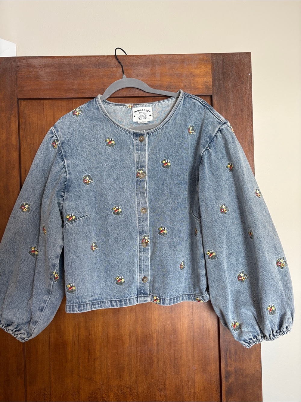 Embroidered Blue Denim Jean Jacket by Meadow